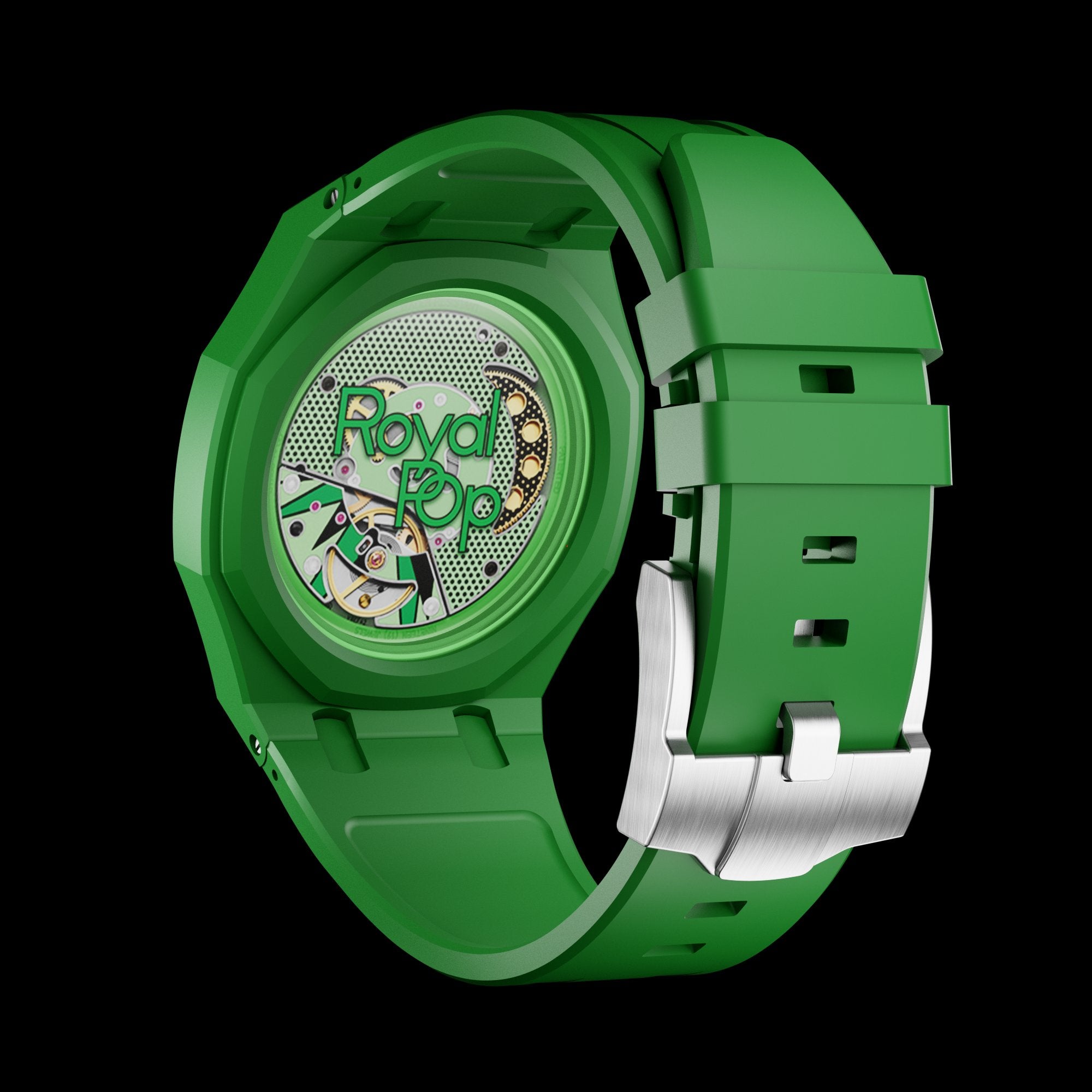 Pop As Watch Ceramic Bracelet Green Eight - clasp and bracelet detail