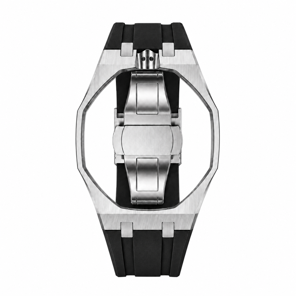 Black Steel Silicone Bracelet