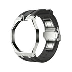 Black Steel Silicone Bracelet Pop As Watch