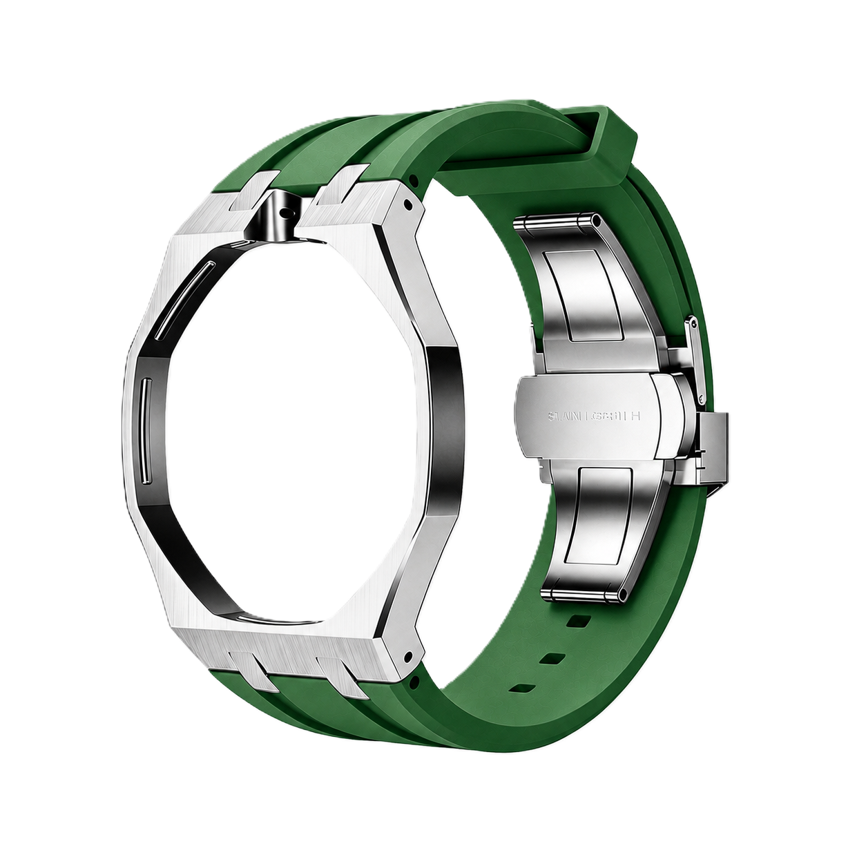 Green Steel Silicone Bracelet Pop As Watch