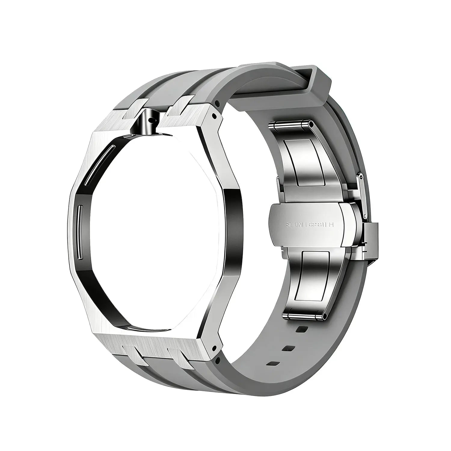 Grey Steel Silicone Bracelet Pop As Watch