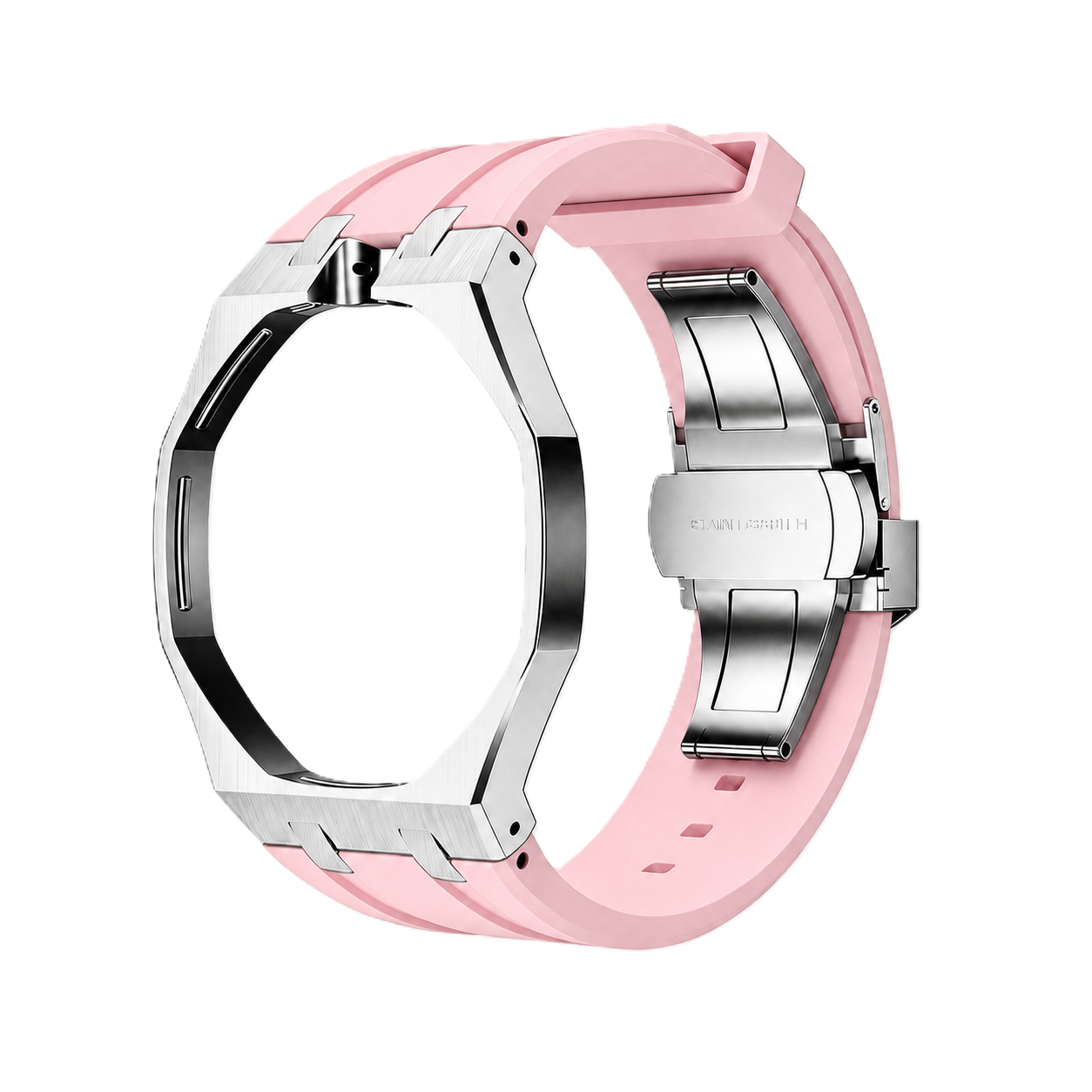 Light Pink Steel Silicone Bracelet Pop As Watch
