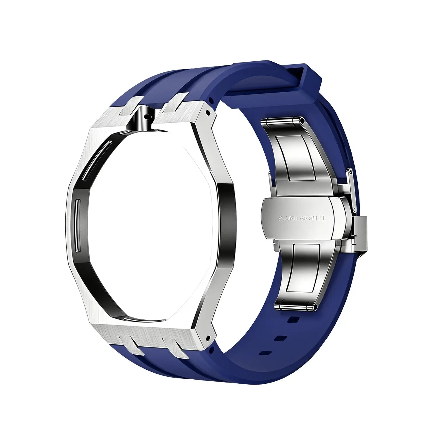 Navy Blue Steel Silicone Bracelet Pop As Watch