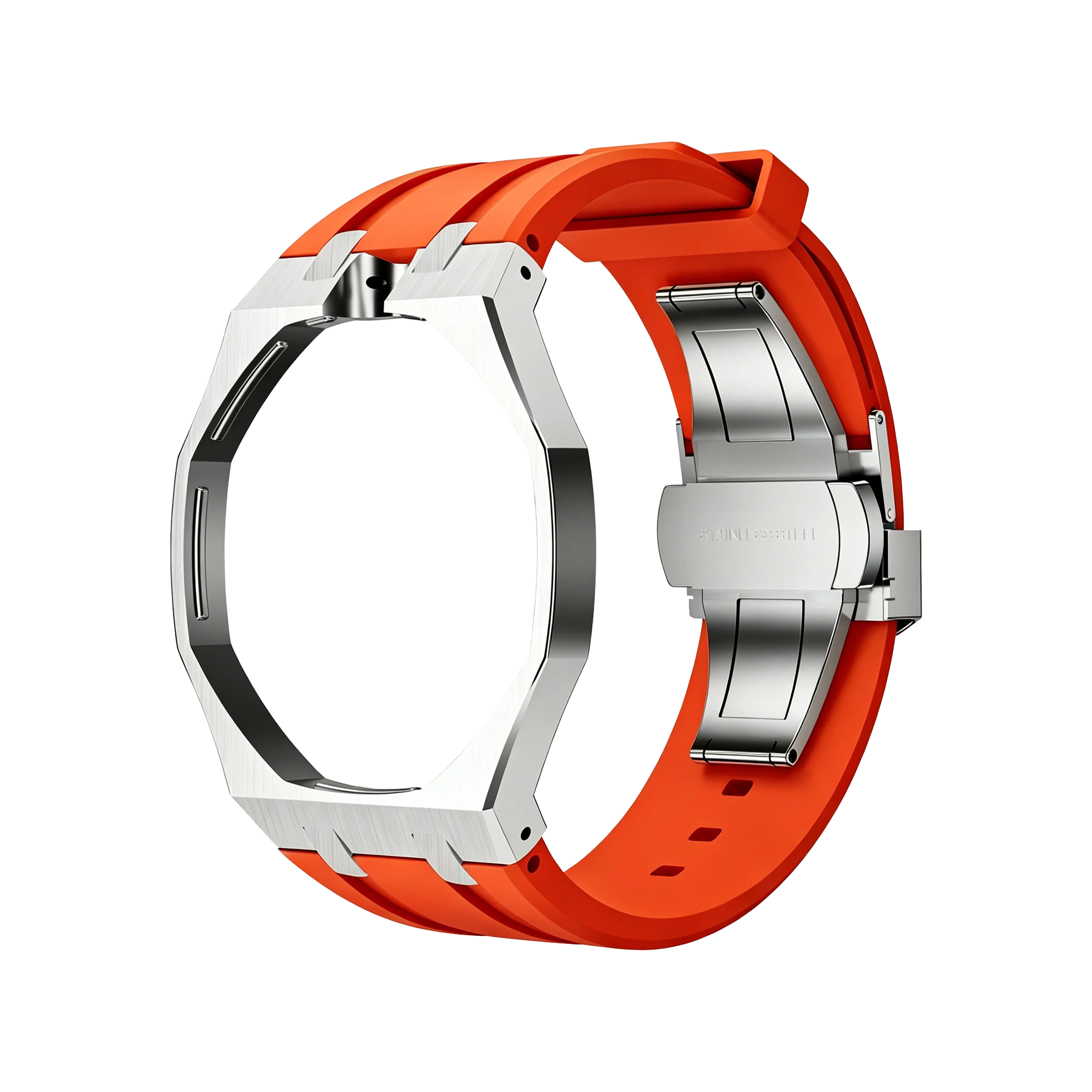 Orange Steel Silicone Bracelet Pop As Watch