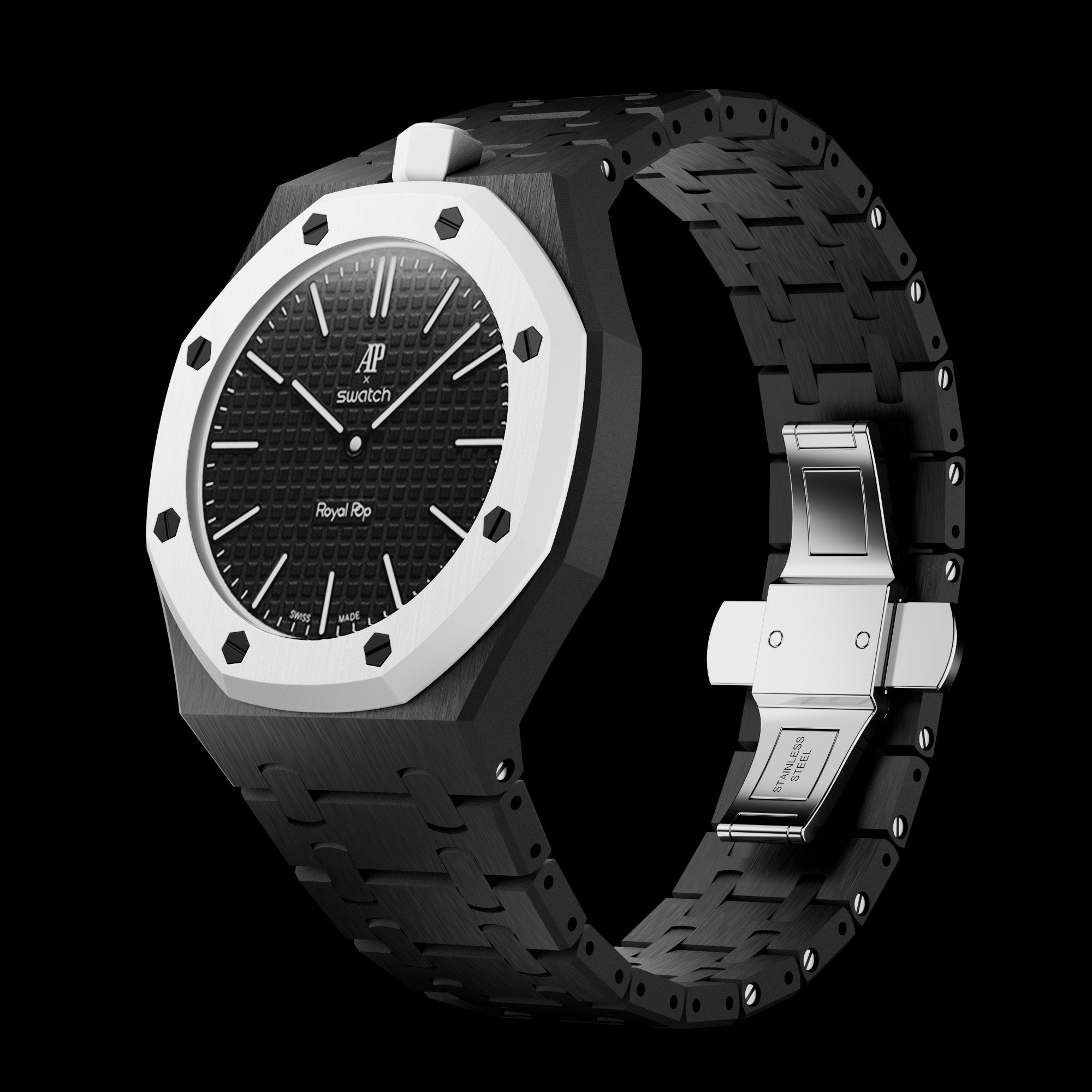 Pop As Watch Ceramic Bracelet Black - empty case side view