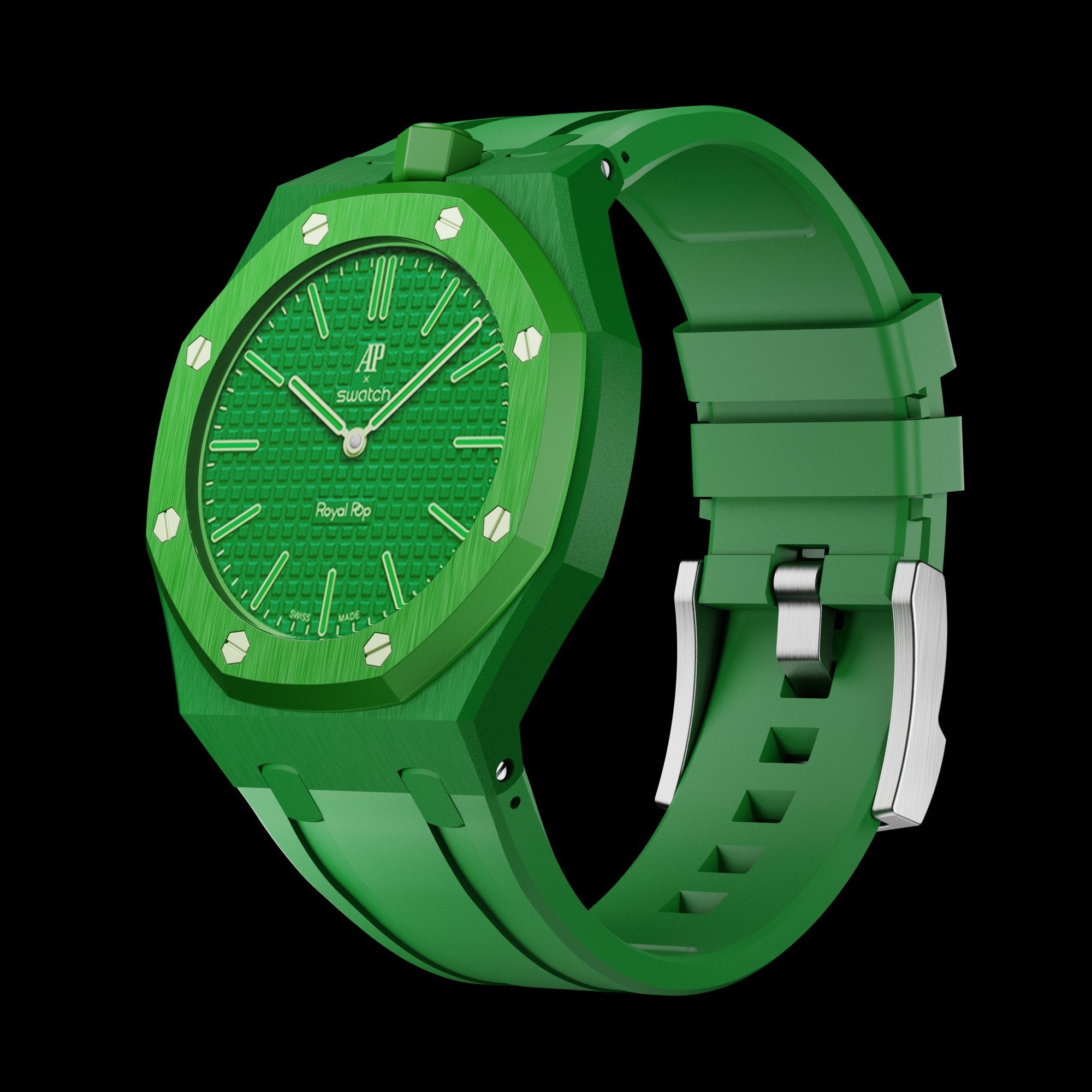 Pop As Watch Ceramic Bracelet Green Eight - empty case side view