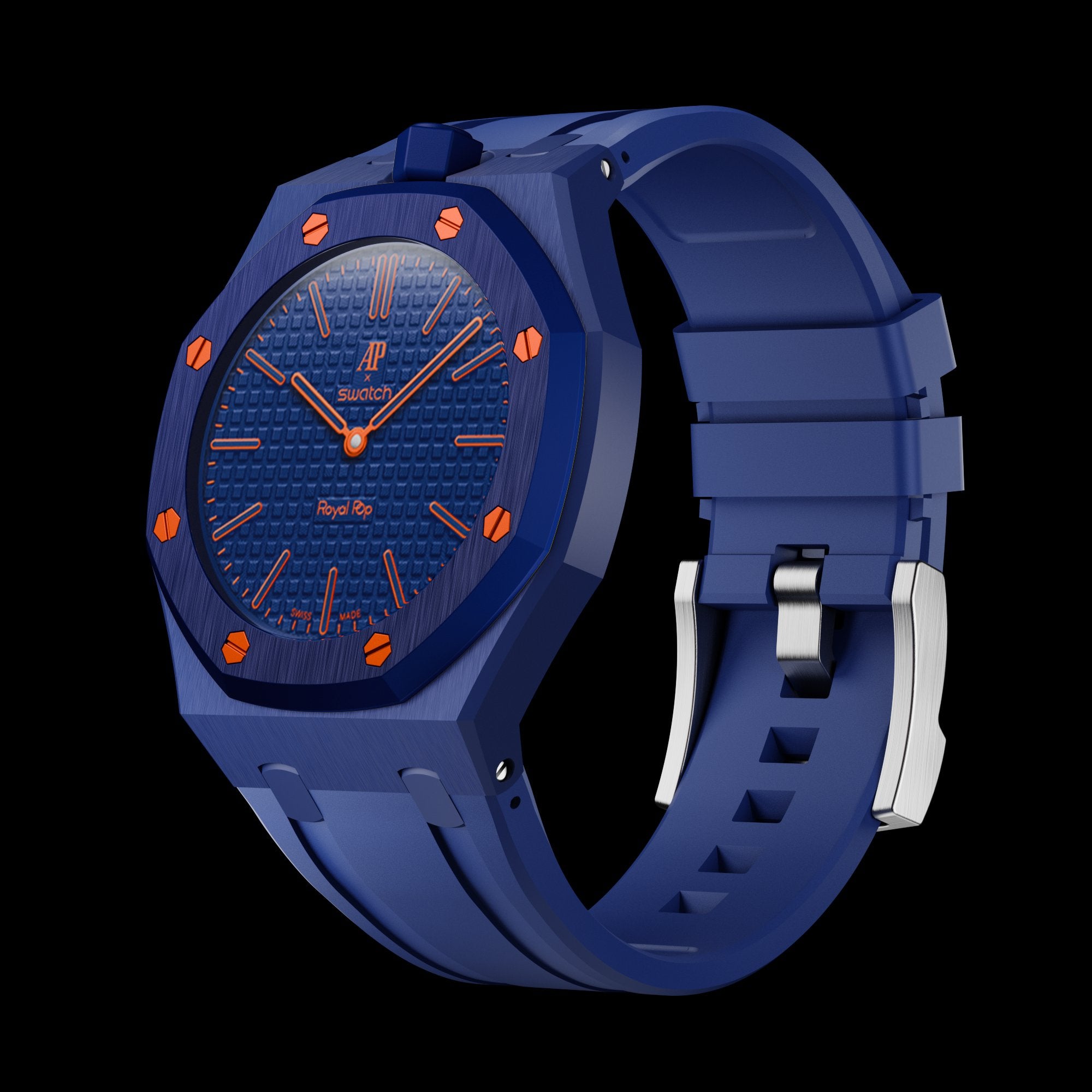 Pop As Watch Ceramic Bracelet Navy Blue - empty case side view