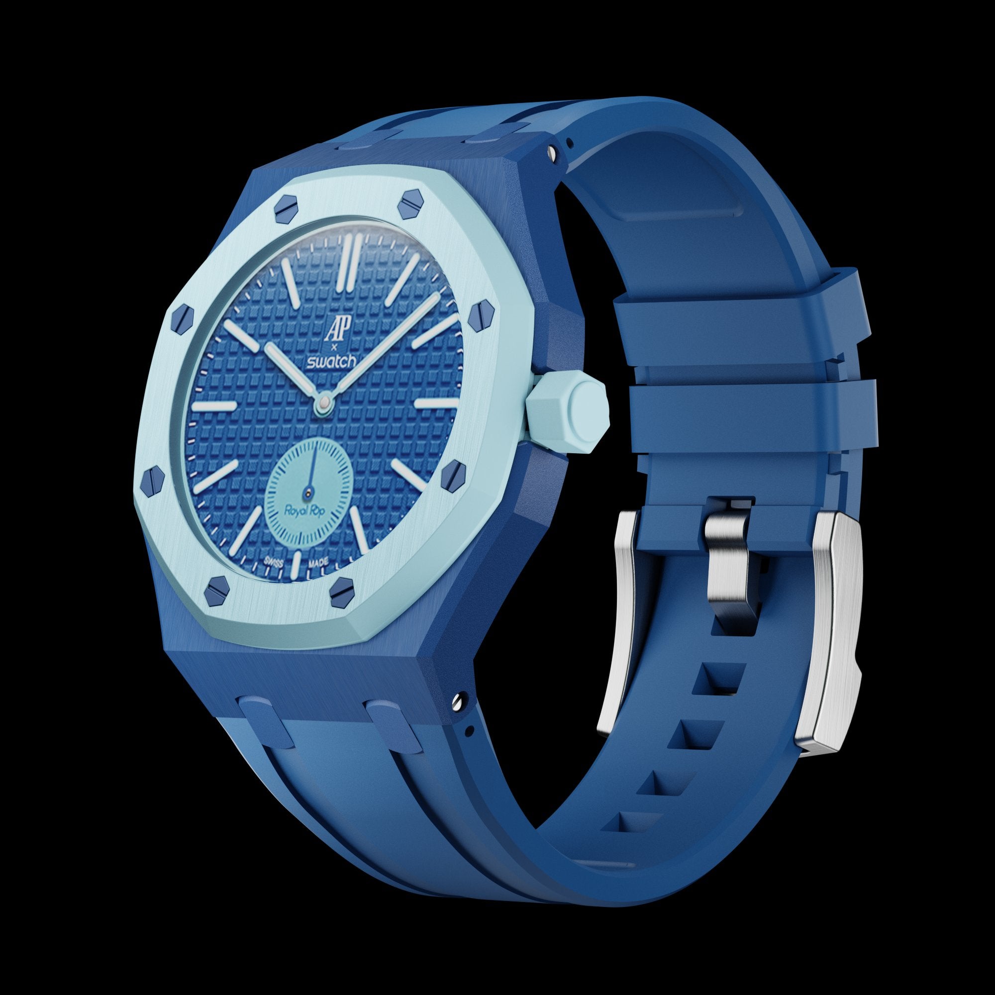 Pop As Watch Ceramic Bracelet Sky Blue - empty case side view