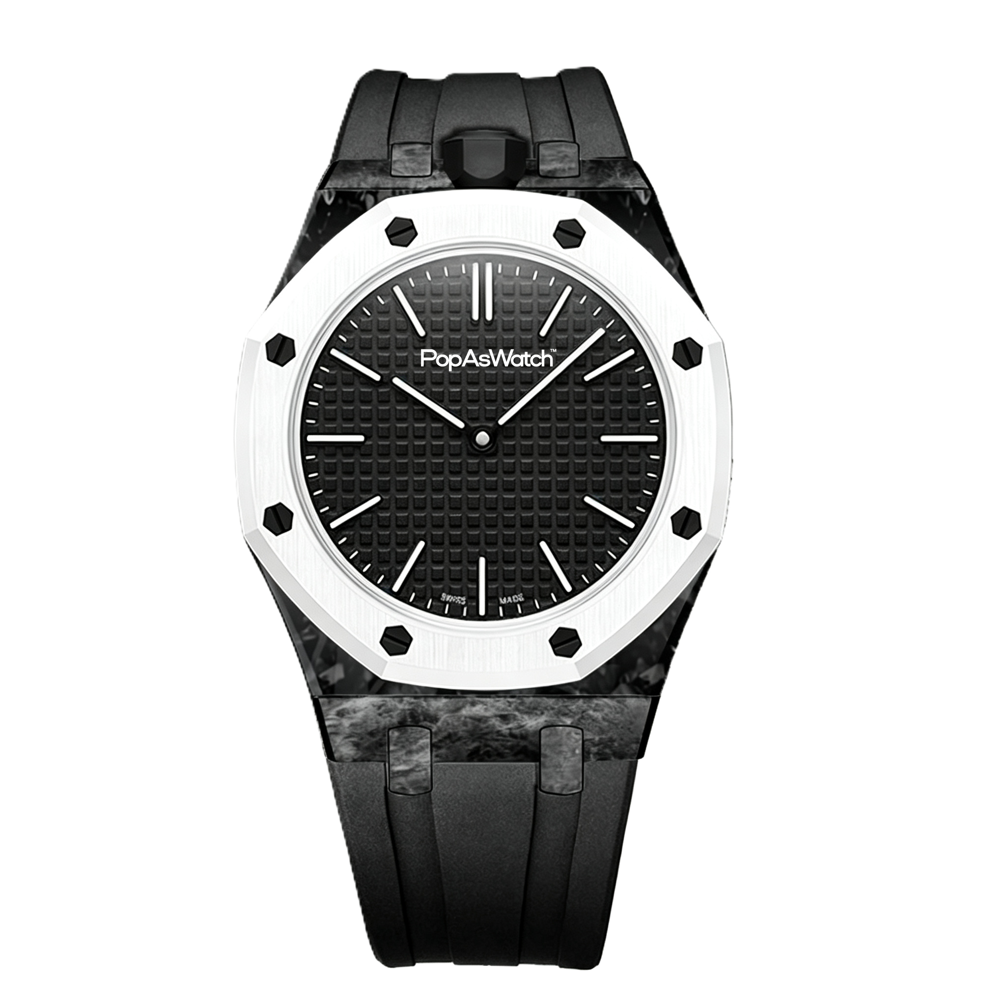 Black Carbon Silicone Bracelet Pop As Watch