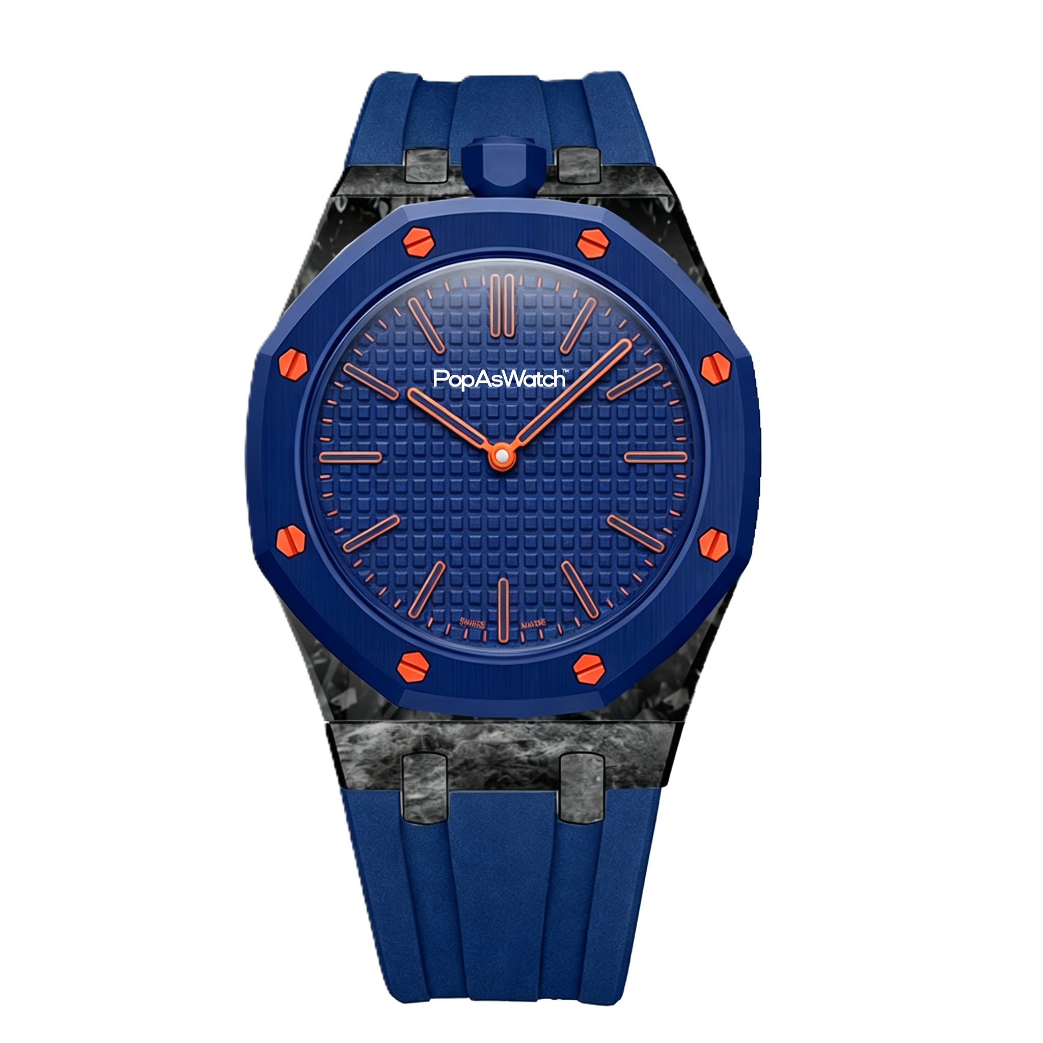 Blue Carbon Silicone Bracelet Pop As Watch