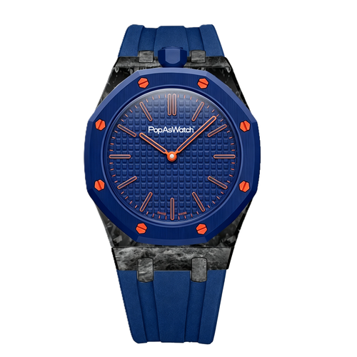 Blue Carbon Silicone Bracelet Pop As Watch