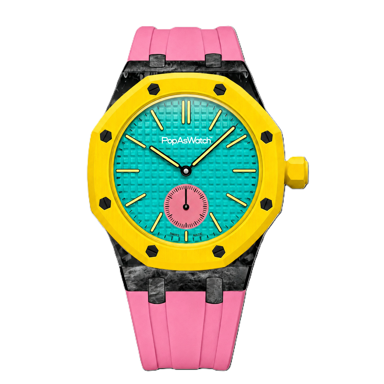 Pink Carbon Silicone Bracelet Pop As Watch