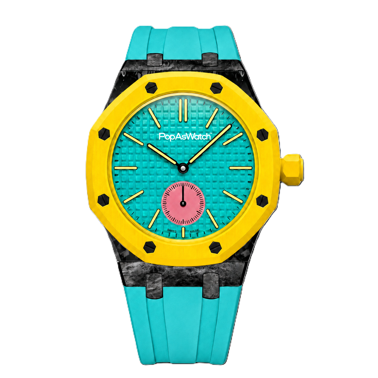 Turquoise Carbon Silicone Bracelet Pop As Watch