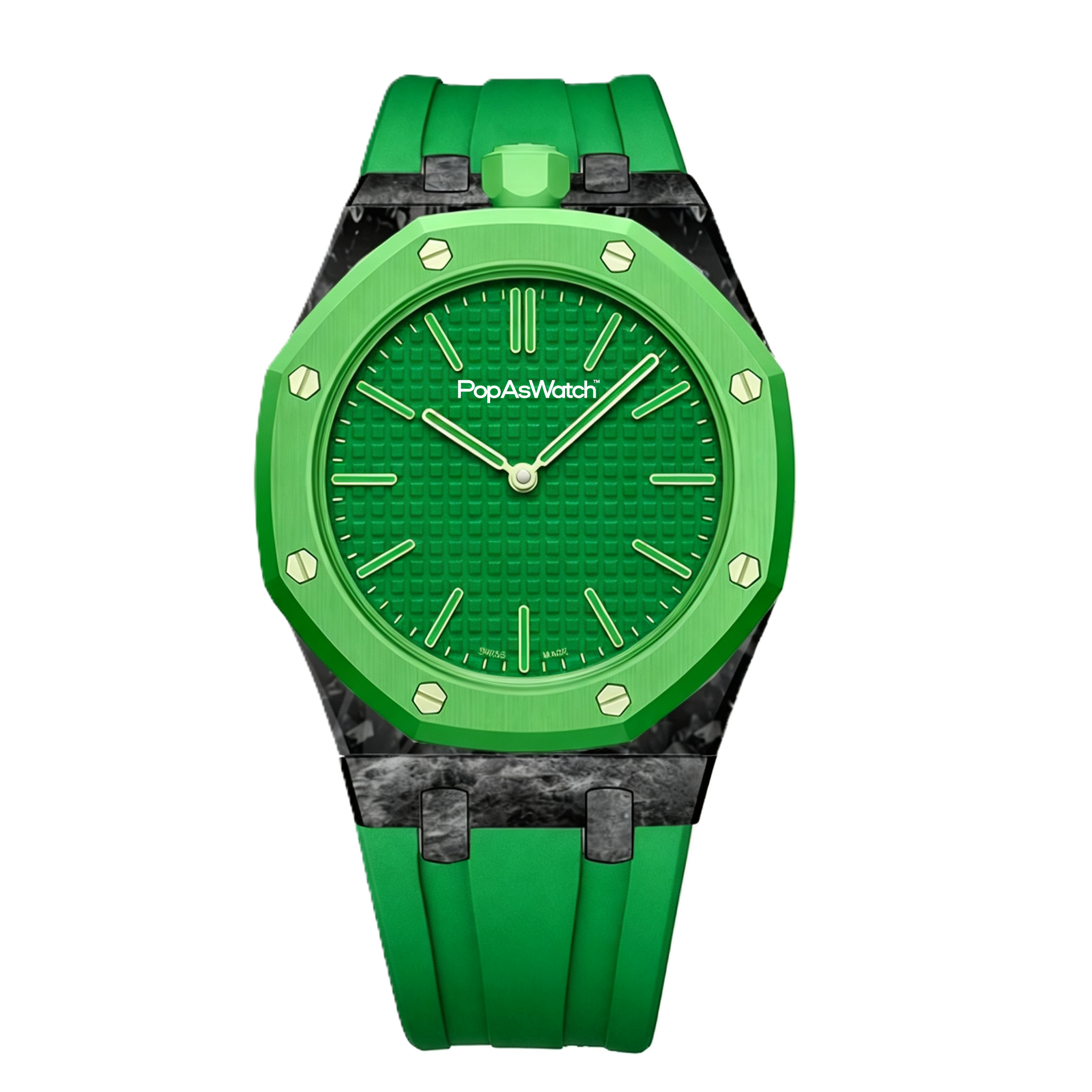 Green Carbon Silicone Bracelet Pop As Watch