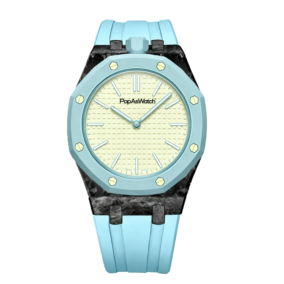 Sky Blue Carbon Silicone Bracelet Pop As Watch