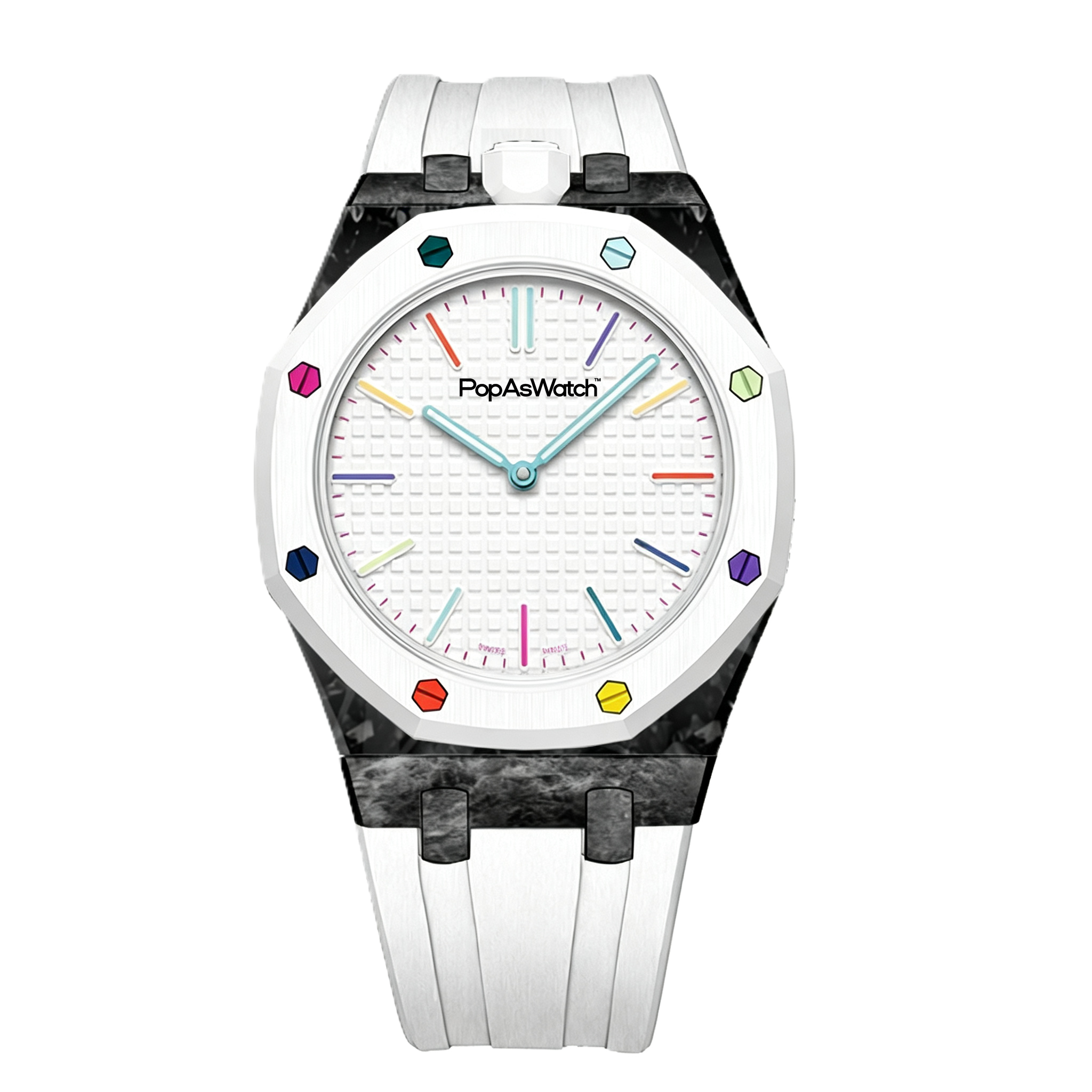 White Carbon Silicone Bracelet Pop As Watch™