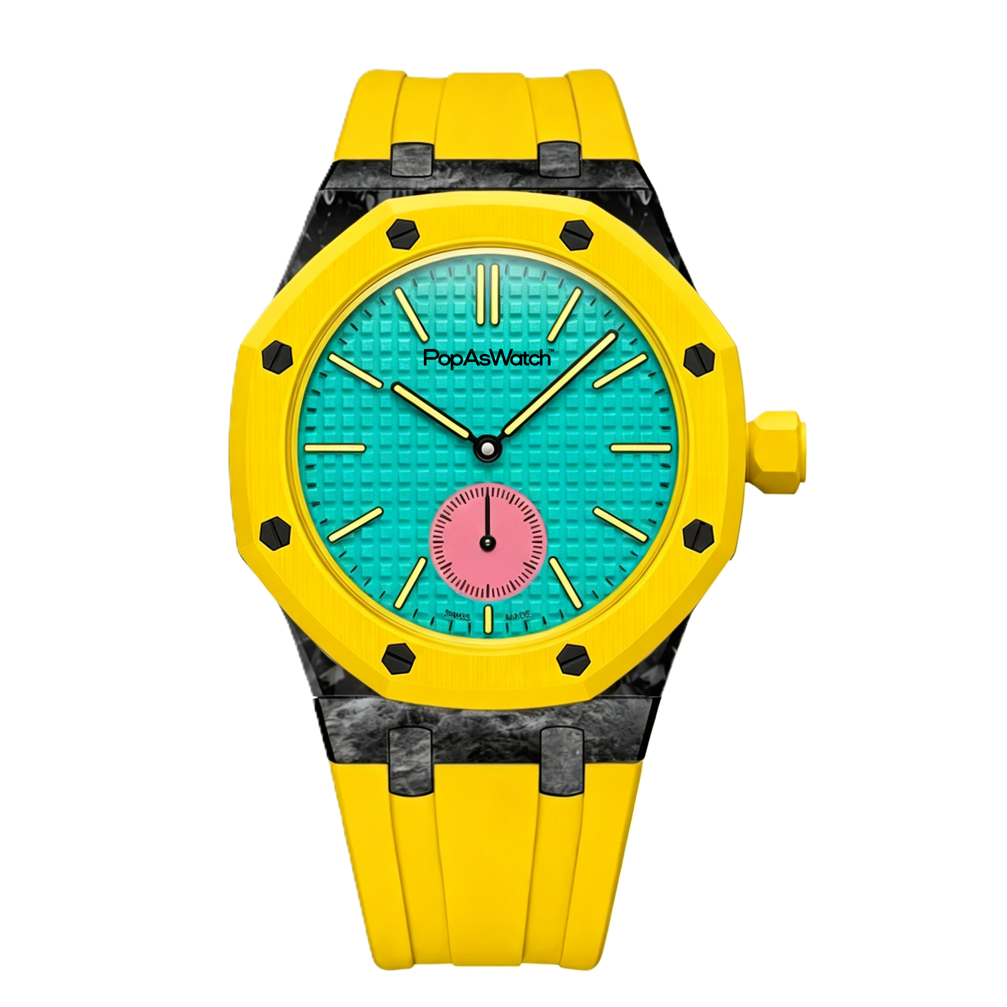 Yellow Carbon Silicone Bracelet Pop As Watch